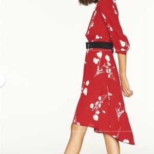 ba&sh Poema Floral Printed High-Low Dress in Red